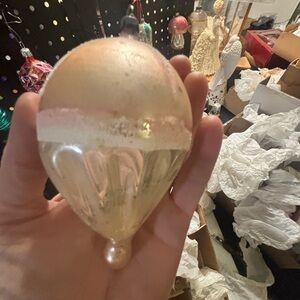 Vintage Mercury Glass Teardrop Ornament | Champagne/Blush